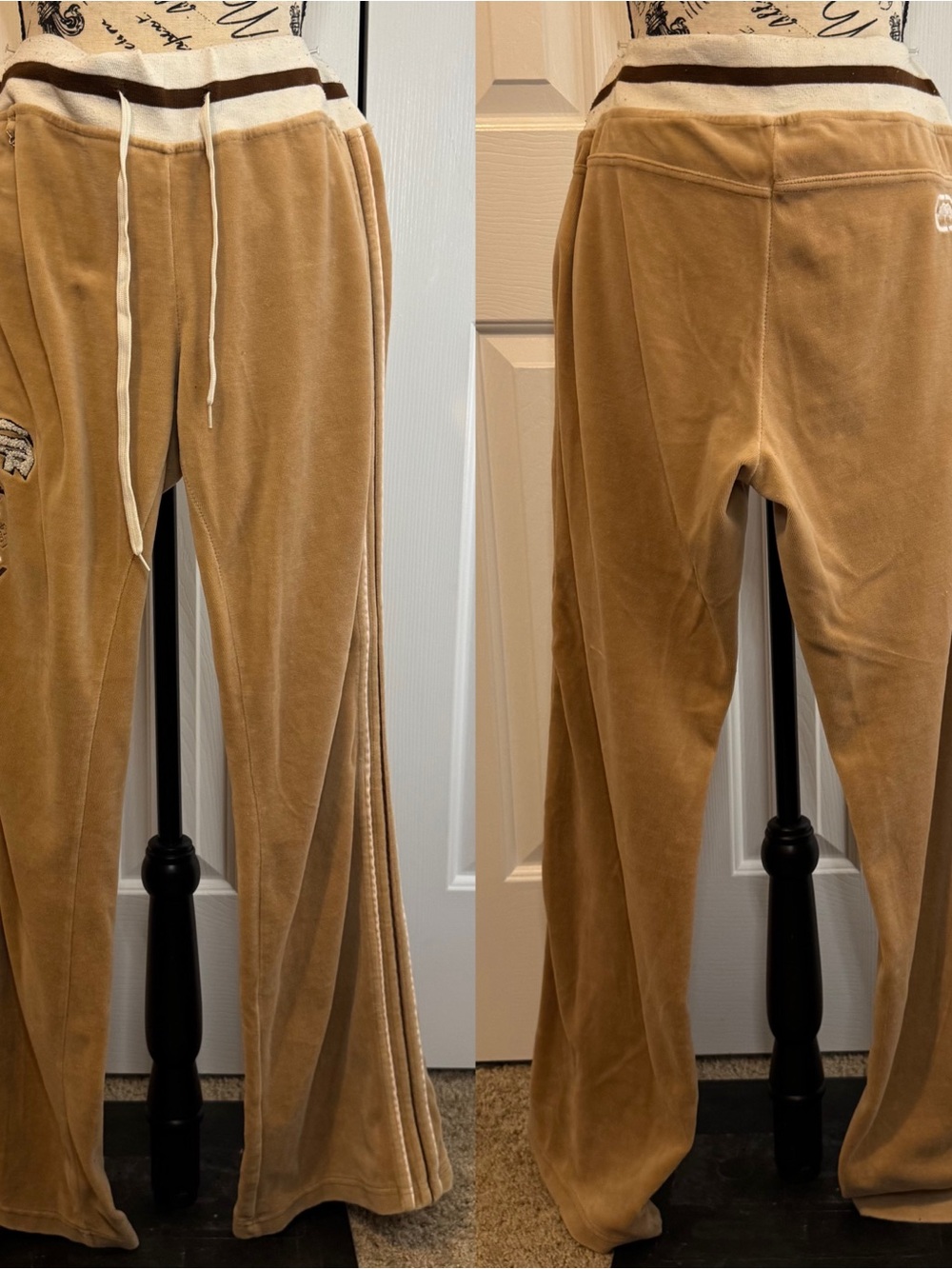 Ecko Unlimited Tan Velvet Joggers with Striped Waistband